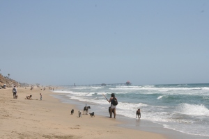 A clear, fairly vacant day at Huntington Dog Beach. 